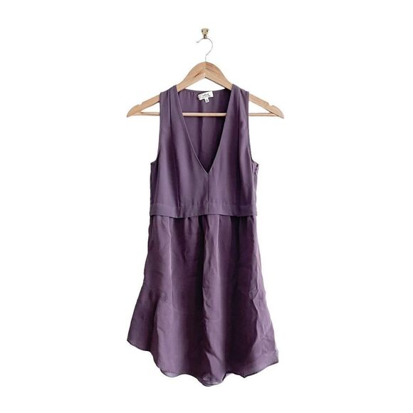 Wilfred Silk Vignette Dress Lilac Purple Sleeveless Women's 00 Mini V-Neck - Picture 3 of 10